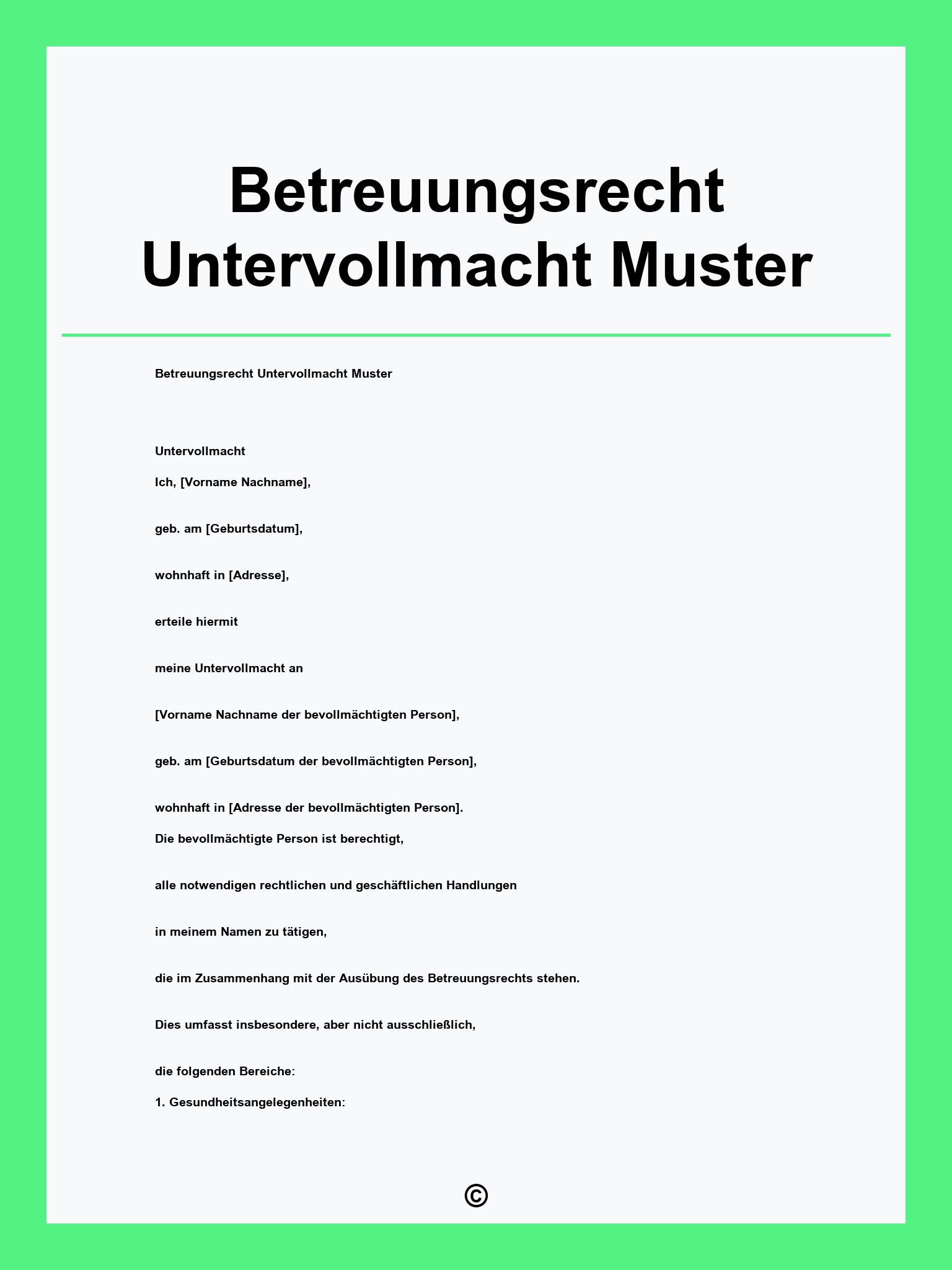 Betreuungsrecht Untervollmacht Muster