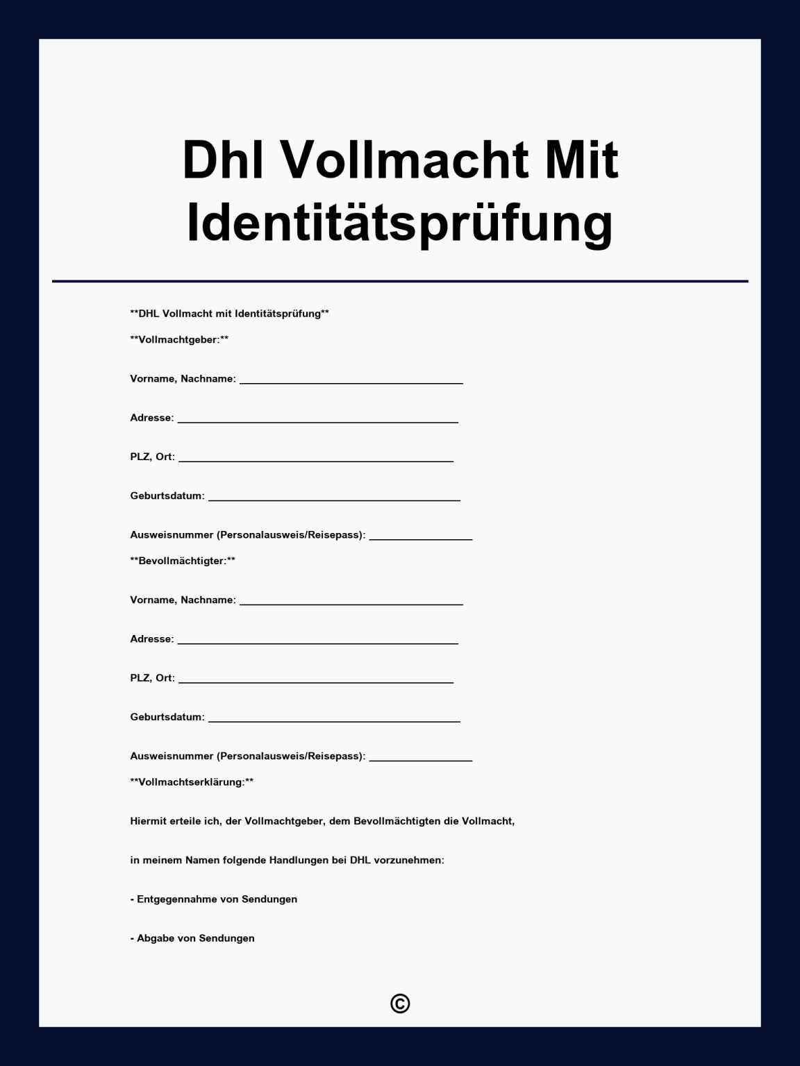 Vollmacht Für Dhl Paket Dhl Vollmacht Mit Identitätsprüfung