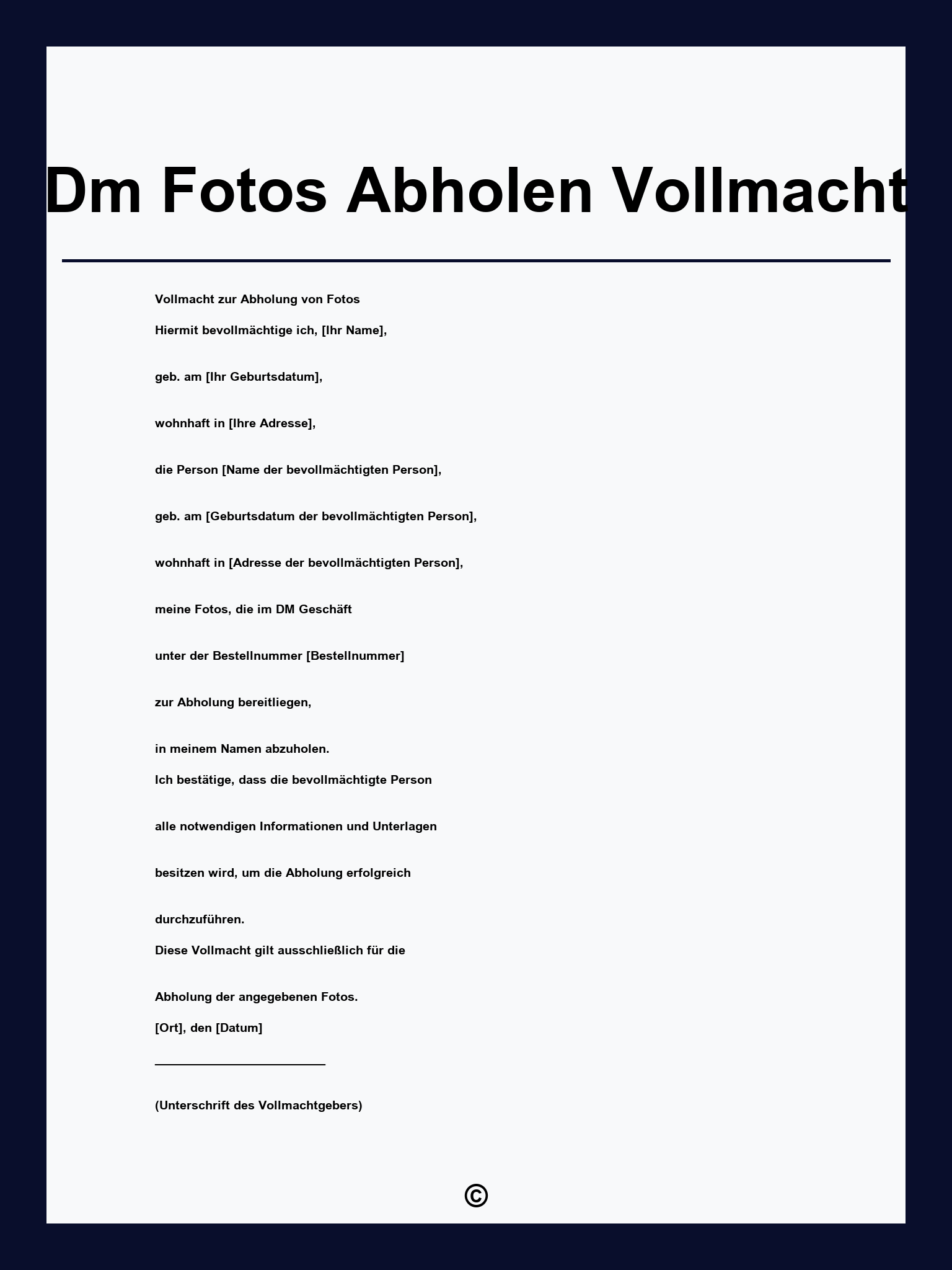Elegantes Vollmacht Allgemein Vorlage Fotos