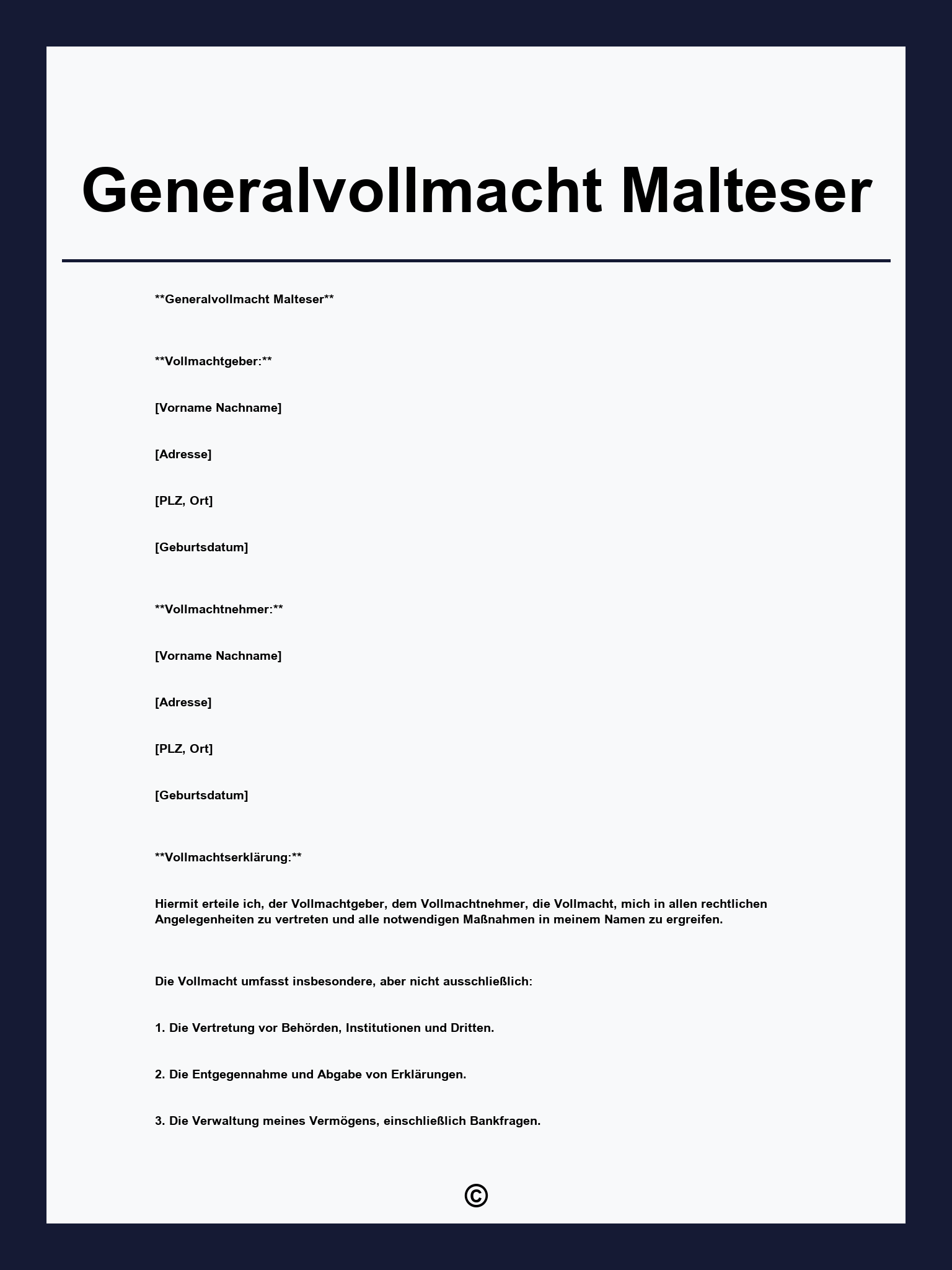 Generalvollmacht Malteser