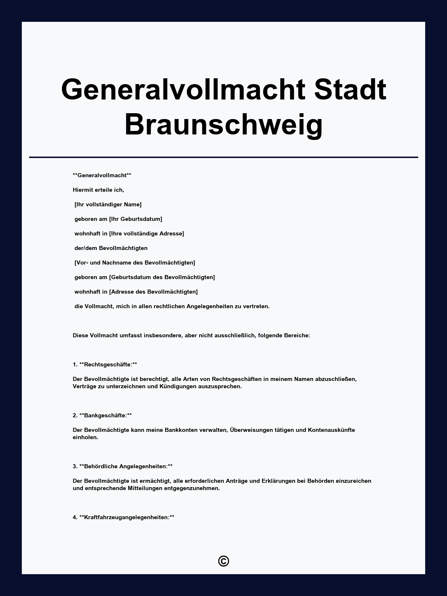 Generalvollmacht Stadt Braunschweig