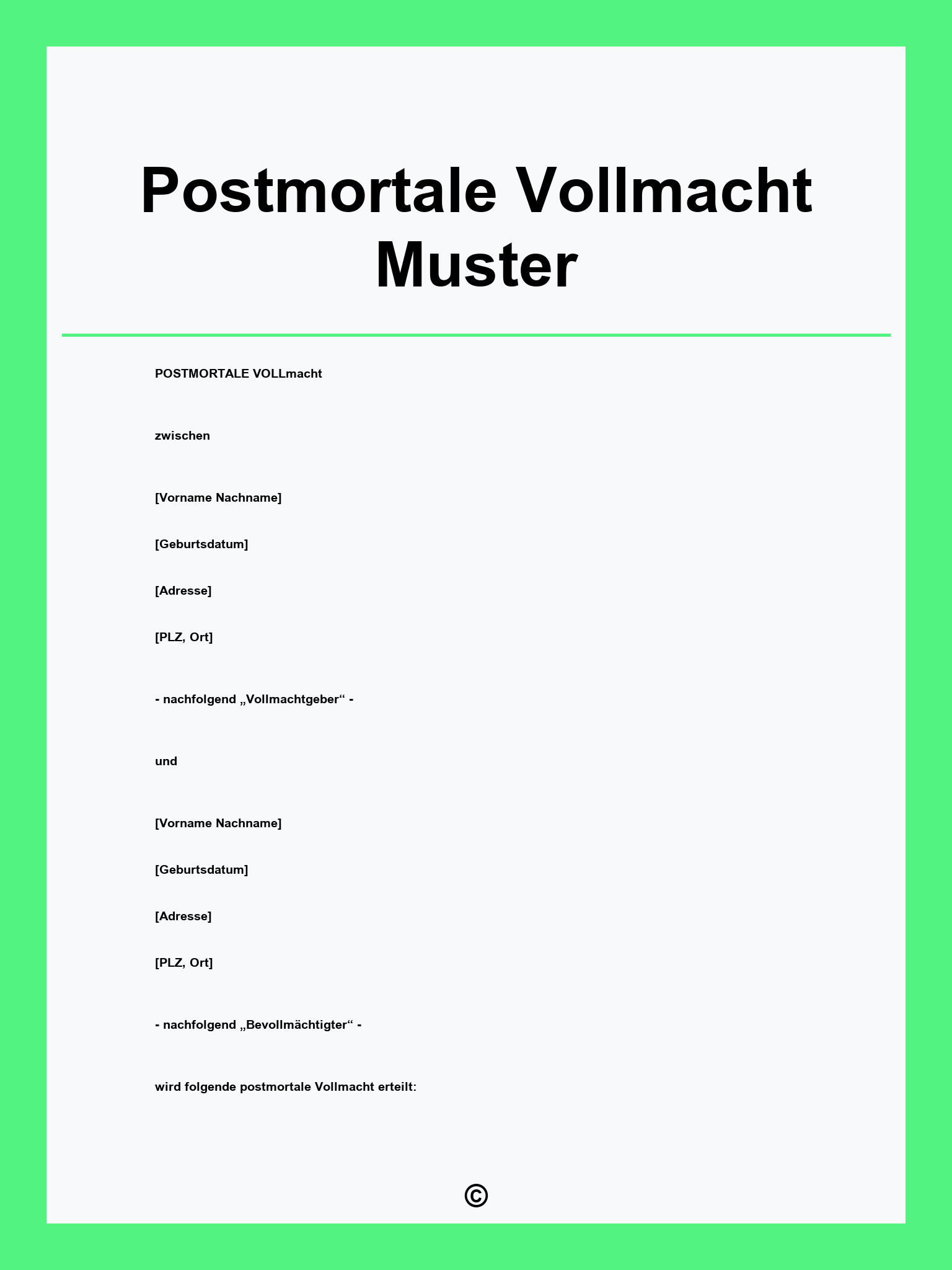 Postmortale Vollmacht Muster