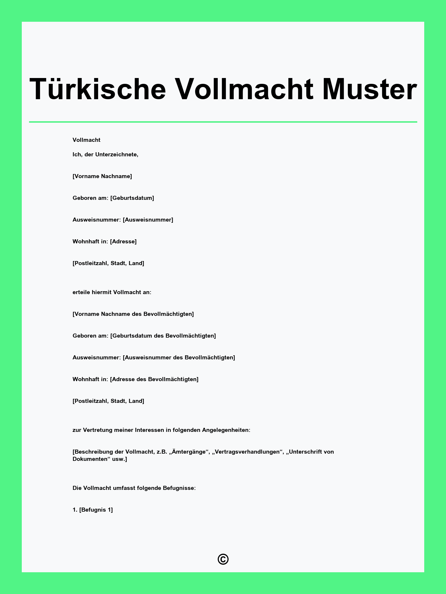 Türkische Vollmacht Muster