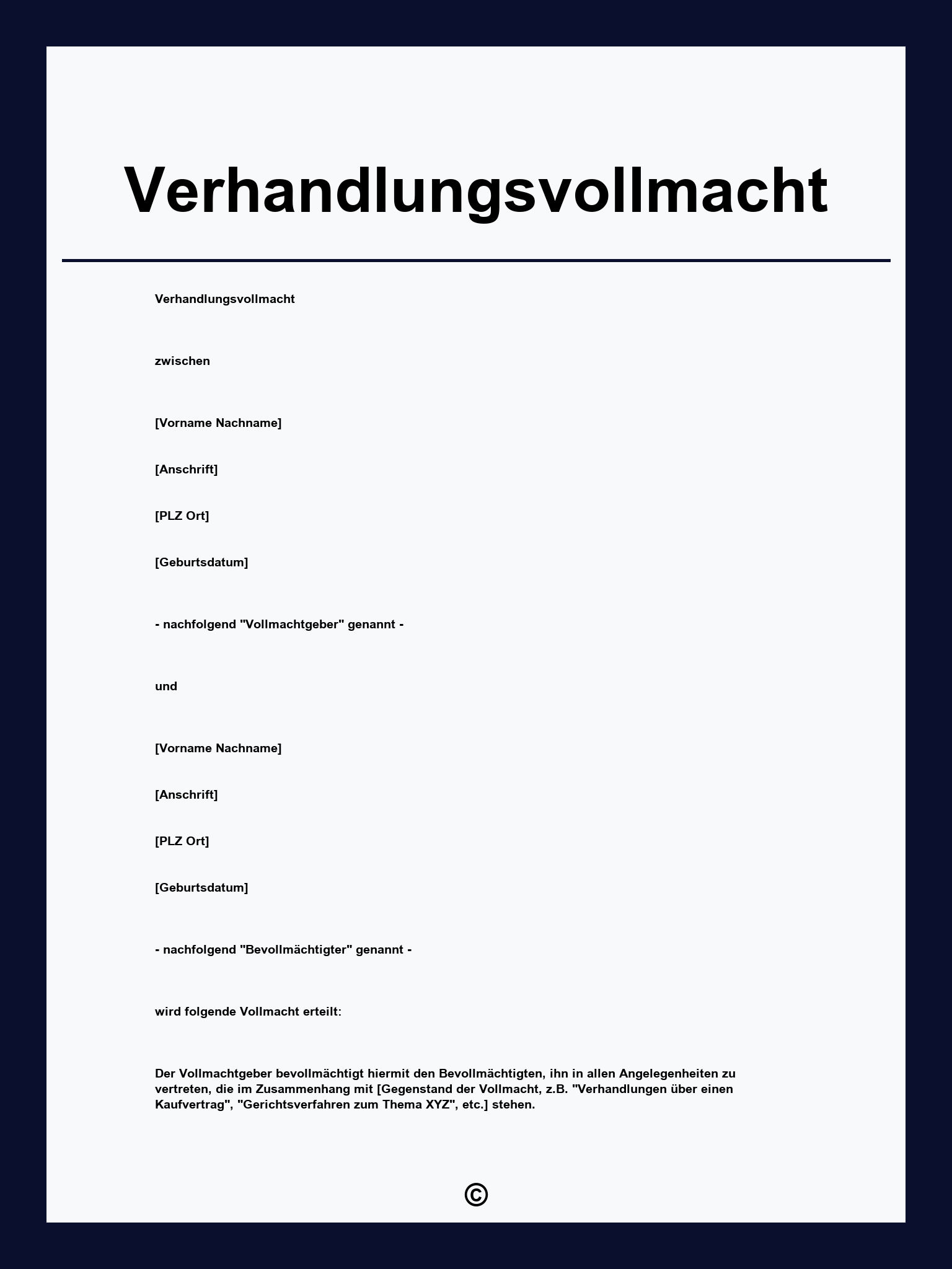 Verhandlungsvollmacht