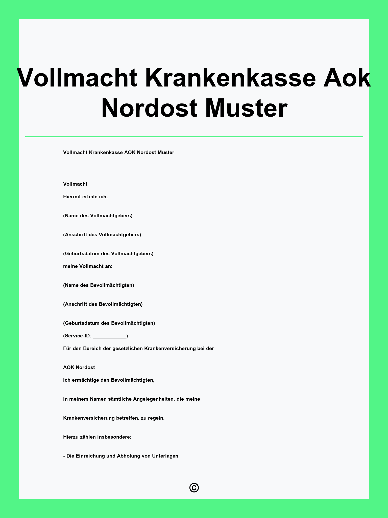 Vollmacht Krankenkasse Aok Nordost Muster