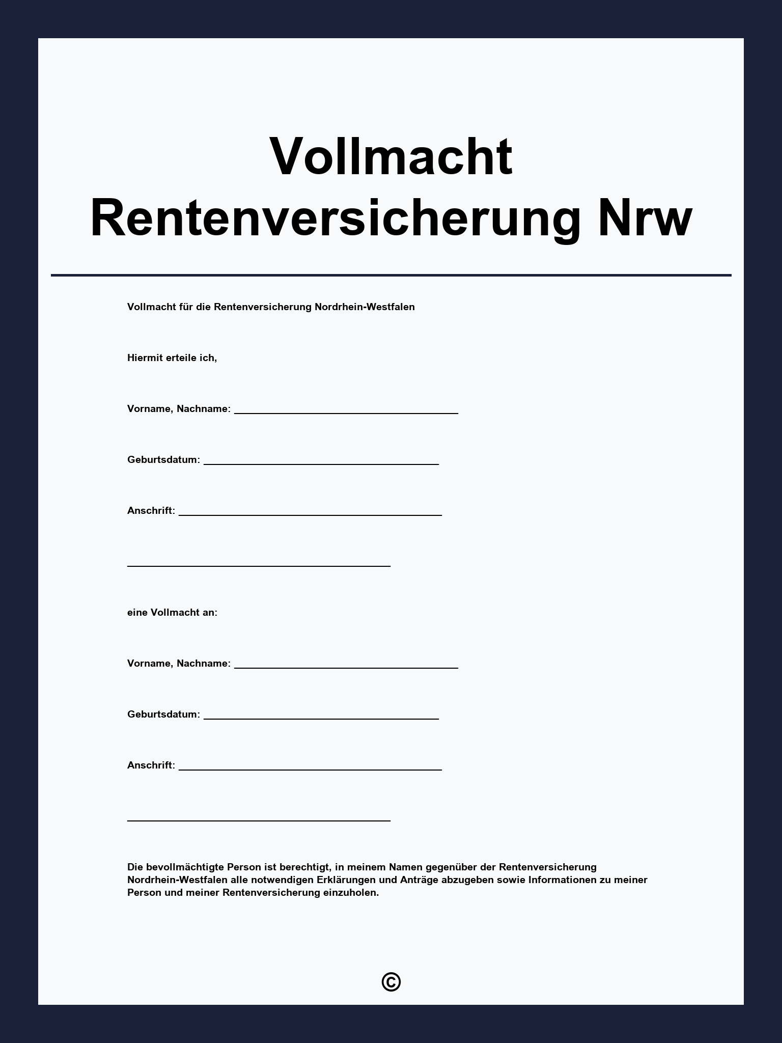 Vollmacht Rentenversicherung Nrw