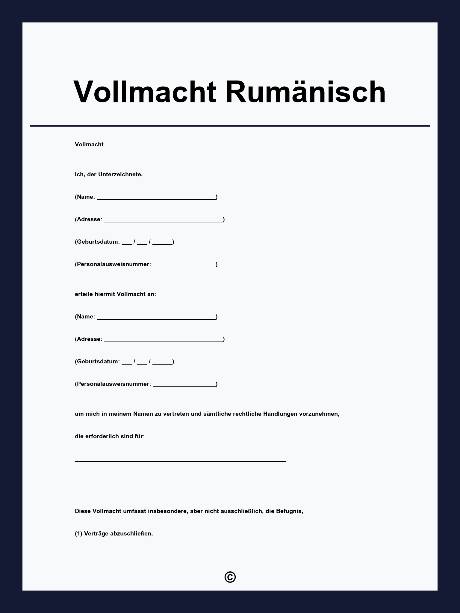 Vollmacht Rumänisch