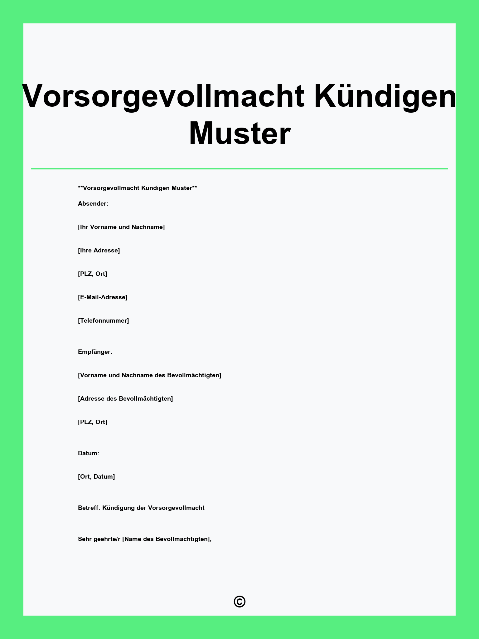 Vorsorgevollmacht Kündigen Muster