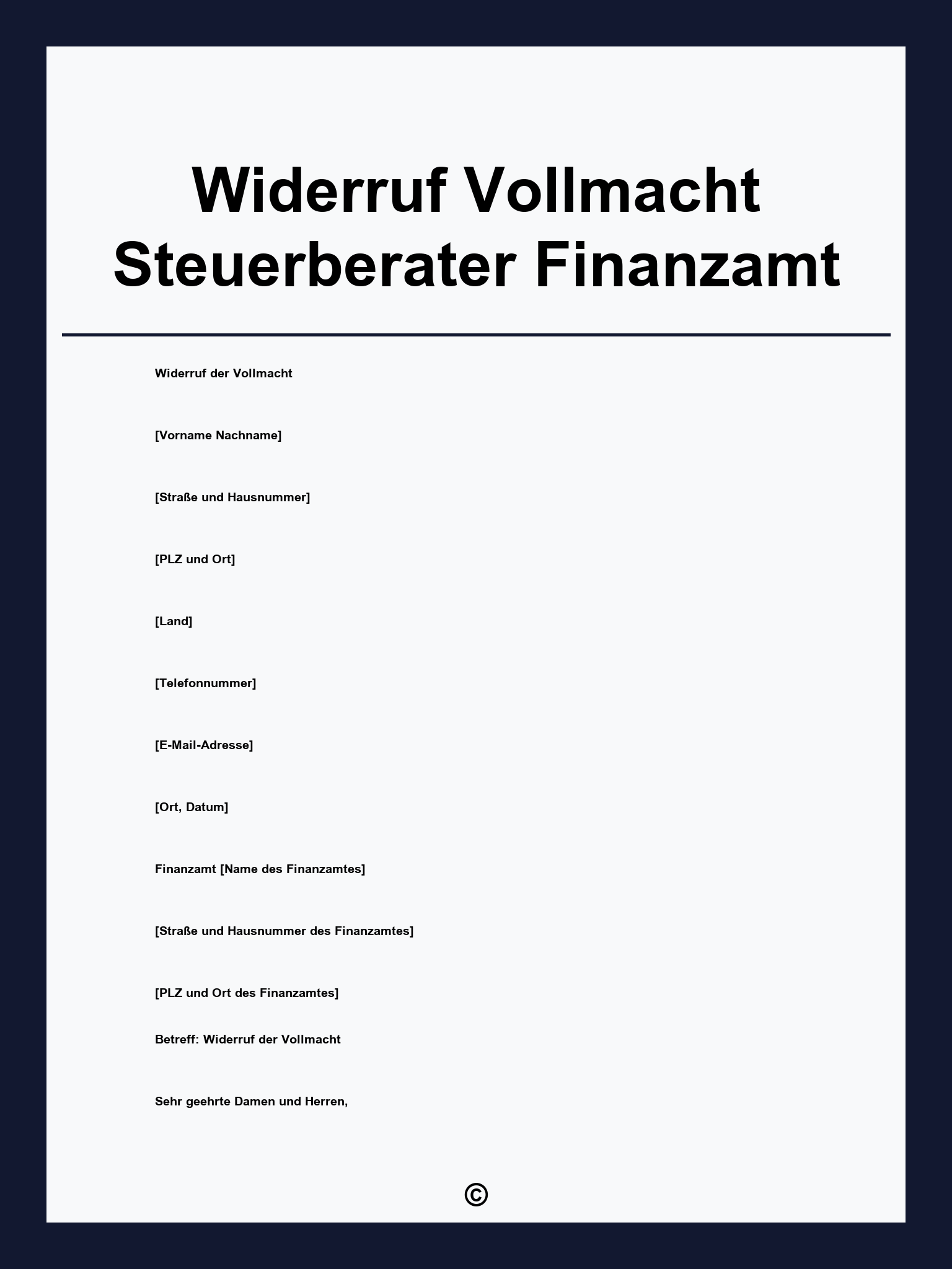 Widerruf Vollmacht Steuerberater Finanzamt